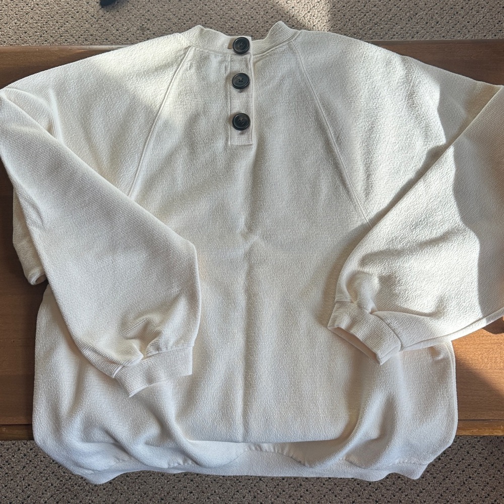 Madewell Women’s Button Back Mockneck Top - Antique Cream - Size Medium